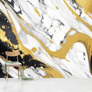Gold Marble Art Wallpaper: Self-Adhesive Non-Woven Mural
