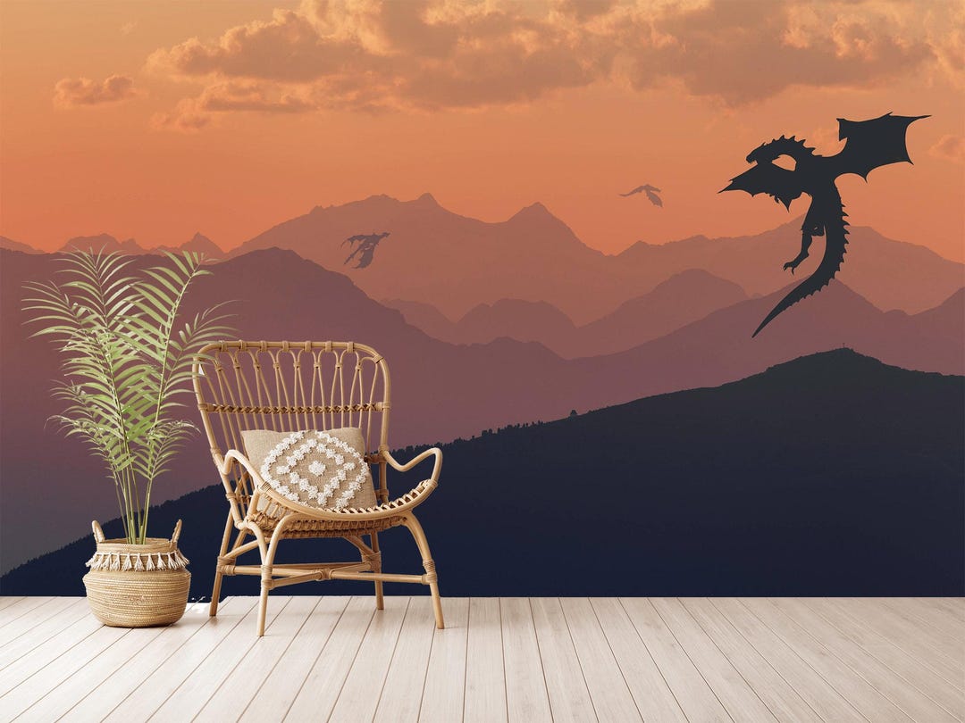 Dragon Wallpaper Peel and Stick Toddler Playroom, Forest Wallpaper Girl ...
