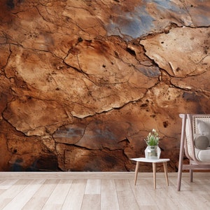 Rusty Metal Wallpaper, Rusty Brown Wall Design, Copper Look Vintage