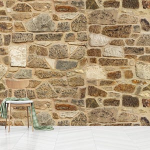 Old Stone Wall Mural: Irregular Design, Self Adhesive Or Non Woven