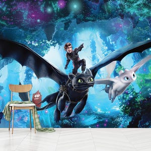 Cute Dragon Wallpaper,Kids Room Dragon Wall Mural, Dragon Wall Art, Self Adhesive, Peel and Stick, Non-Woven