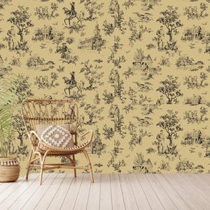 Western Vintage Patterned Wallpaper,Beige Western Tropical Wall Design,Brown Western Wall Art, Peel and Stick, Self-Adhesive, Non-Woven