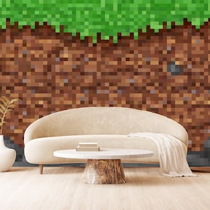 Video Game Pixel Wallpaper Peel and stick,Pixelart Pattern Wallpaper,Video Game Mural Print,Self Adhesive, Peel and Stick, Non-Woven
