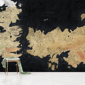 Papier peint carte Game of Thrones, l'hiver approche, la reine des dragons, carte ancienne de Westeros, papier peint mural Game of Thrones, auto-adhésif, à retirer et à coller
