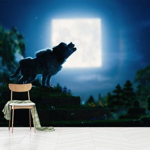 Minecraft Wolf muurkunst kinderkamer, Minecraft Wolf muurontwerp, babykamer Minecraft, zelfklevend, peel and stick, niet-geweven