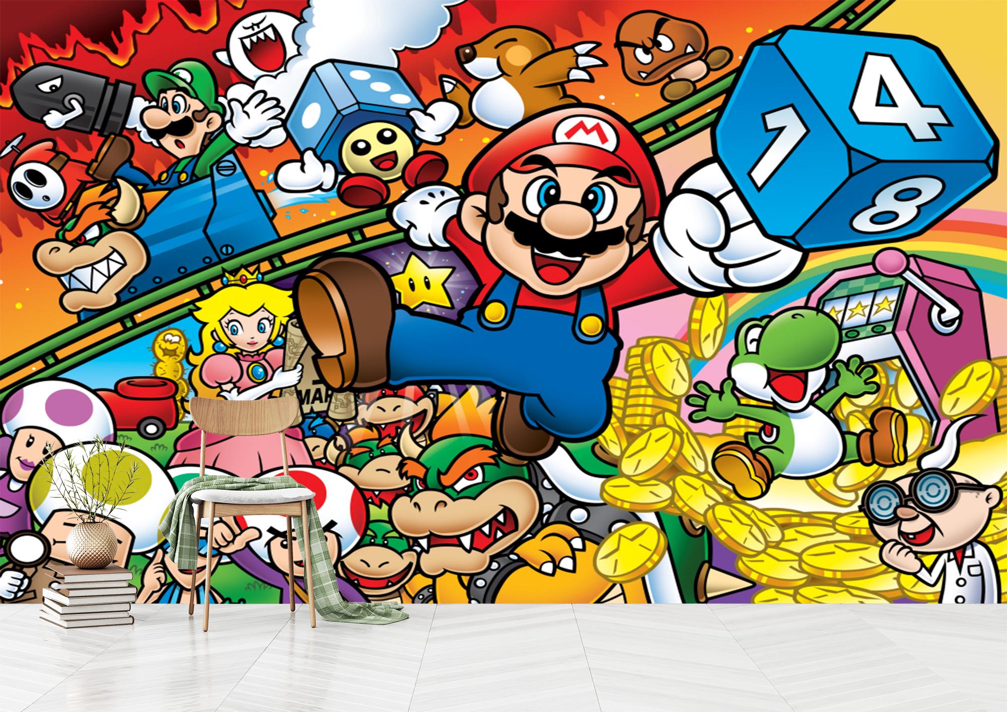 Super Mario-behang kinderkamer: verwijderbaar niet-geweven behang