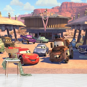 Lightning McQueen Kids Room Wallpaper: Peel and Stick Non-Woven