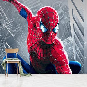 Spiderman Wallpaper for Kids Room, Superhero Peel and Stick Mural,Gift for Boy Bedroom,Self-Adhesive,Peel and Stick,Non-Woven
