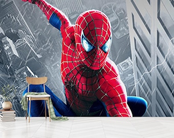 Papel pintado para habitación infantil de Spiderman: Mural autoadhesivo de superhéroe