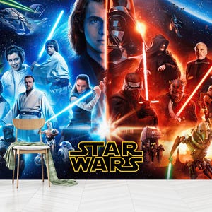 Papier peint affiche de film Star Wars : décoration murale auto-adhésive pour chambre d&#39;adolescent