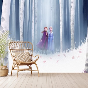 Elsa and Anna Wallpaper Peel and Stick, Frozen Princess Self-Adhesive Wallpaper, Elsa Kids Room Wallpaper, Self-Adhesive, Non-Woven
