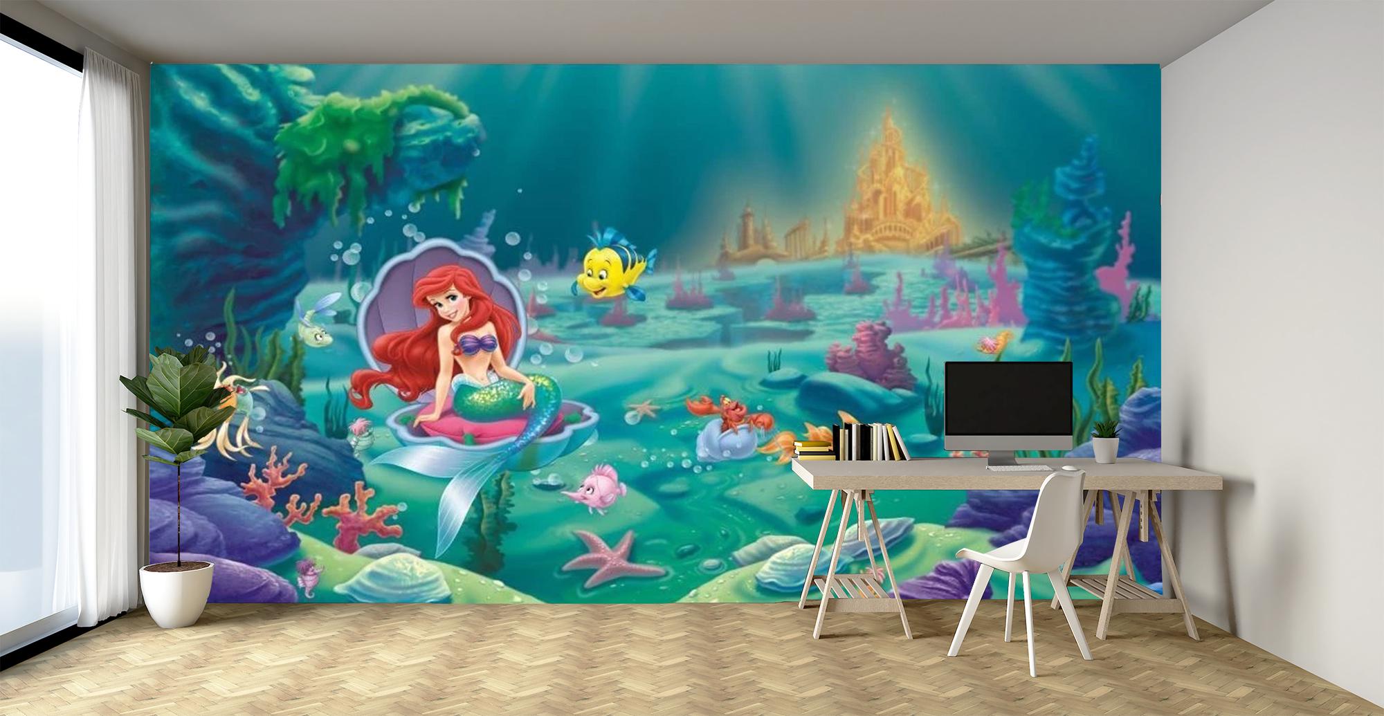 Ariel Wall Mural: Little Mermaid Peel and Stick Wallpaper - Etsy, image size:2000x1035