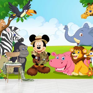 Mickey Mouse Wallpaper, Mickey Mouse Kids Wallpaper, Fun Kids Room Wallpaper, Self-Adhesive, Peel and Stick, Non-Woven