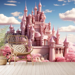 Pink Princess Castle Wallpaper: Kids Room Decor (Peel and Stick)