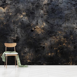 Papel pintado texturizado de cobre negro: arte de pared grunge oscuro (despegable y pegable)