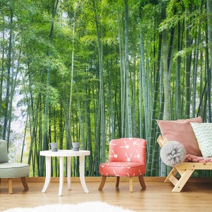 Bamboo Wallpaper,Japanese Bamboo Forest Wall Decor,Oriental Concept Design,Self Adhesive,Peel And Stick,Non Woven