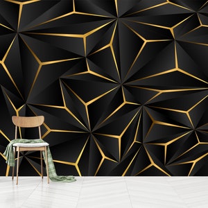 Carta da parati Golden Triangle Peel And Stick, arte murale geometrica con design triangolare, decorazione murale triangolare, autoadesiva, Peel And Stick, tessuto non tessuto