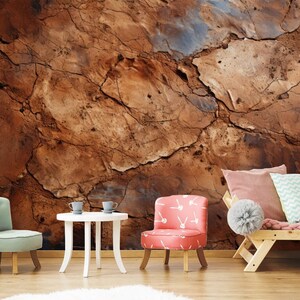 Rusty Metal Wallpaper, Rusty Brown Wall Design, Copper Look Vintage