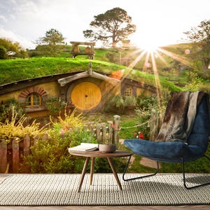 Murale della casa degli Hobbit, carta da parati degli Hobbit, adesivi per film, decorazioni murali per film, autoadesivi, stacca e attacca, tessuto non tessuto