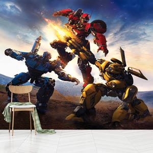 Transformers Wallpaper,Transformers Wall Decor,Superheroes Mural,Kids Room Wall Art, Self-Adhesive, Peel and Stick, Non-Woven