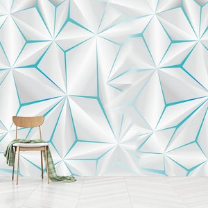 Carta da parati con texture triangolare di lusso blu, design da parete premium triangolare blu, design semplice ed elegante, autoadesiva, stacca e attacca, non tessuta