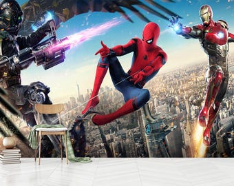 Fondo de pantalla de Spiderman: Mural de pared de superhéroes para habitación de niño