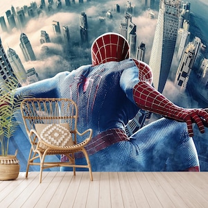 Carta da parati Spiderman, carta da parati Spiderman staccabile e attaccabile, decorazioni per la cameretta dei bambini, carta da parati per bambini, autoadesiva, staccabile e attaccabile, tessuto non tessuto