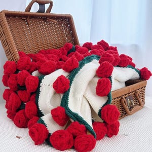 Crochet Flower Blanket Bouquet, Handmade Rose Bouquet Throw, Anniversary Gift, Wedding Gift