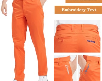 Personalized Name Men’s Golf Pants Expandable Waistband Stretch Men’s Pants