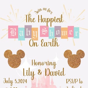 Magic Kingdom Baby Shower Invitation bundle, Disneyland Theme, Babyland Baby Shower