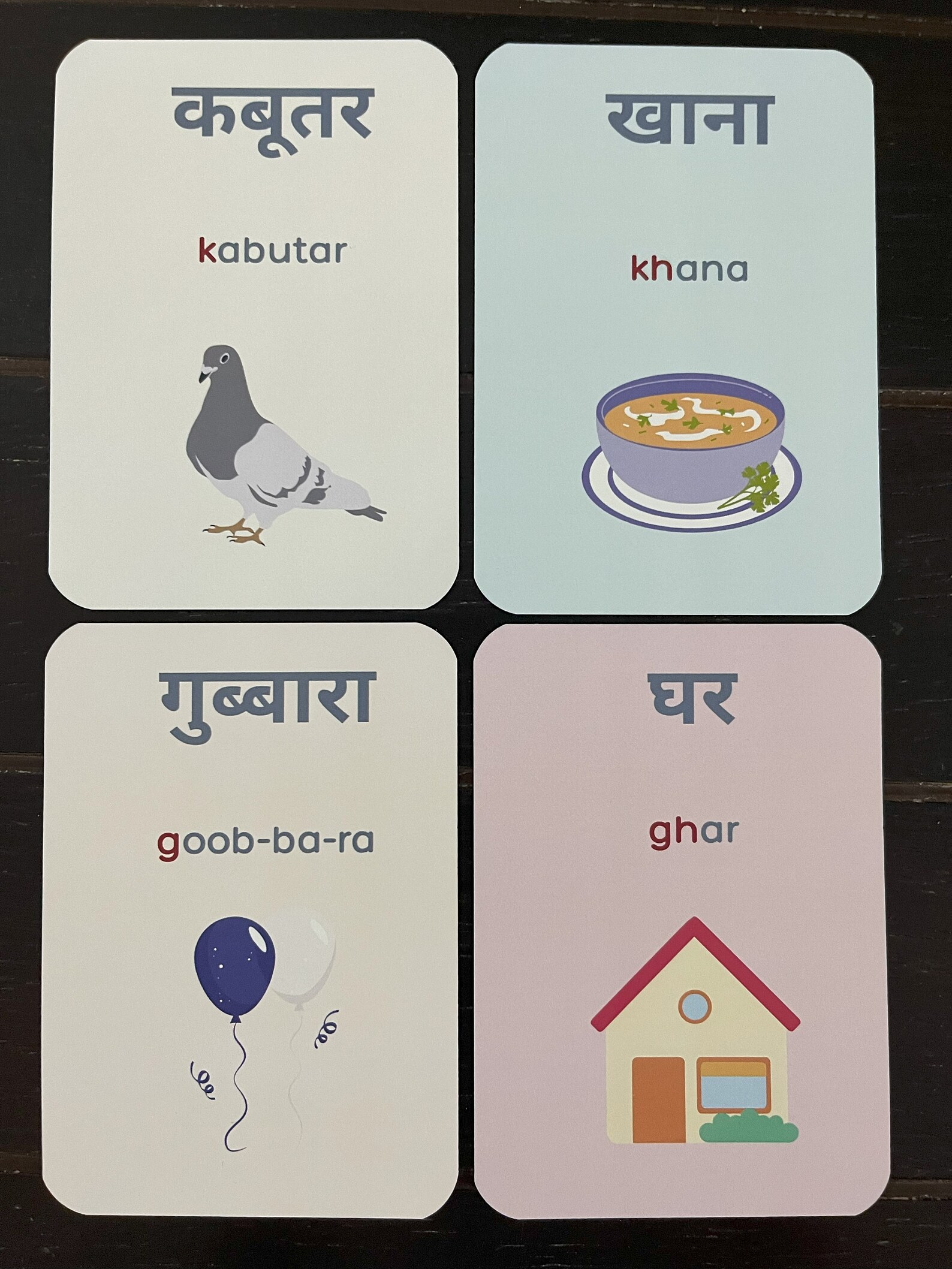 Hindi Alphabets Flashcards With English Pronunciations. Bilingual Cards
