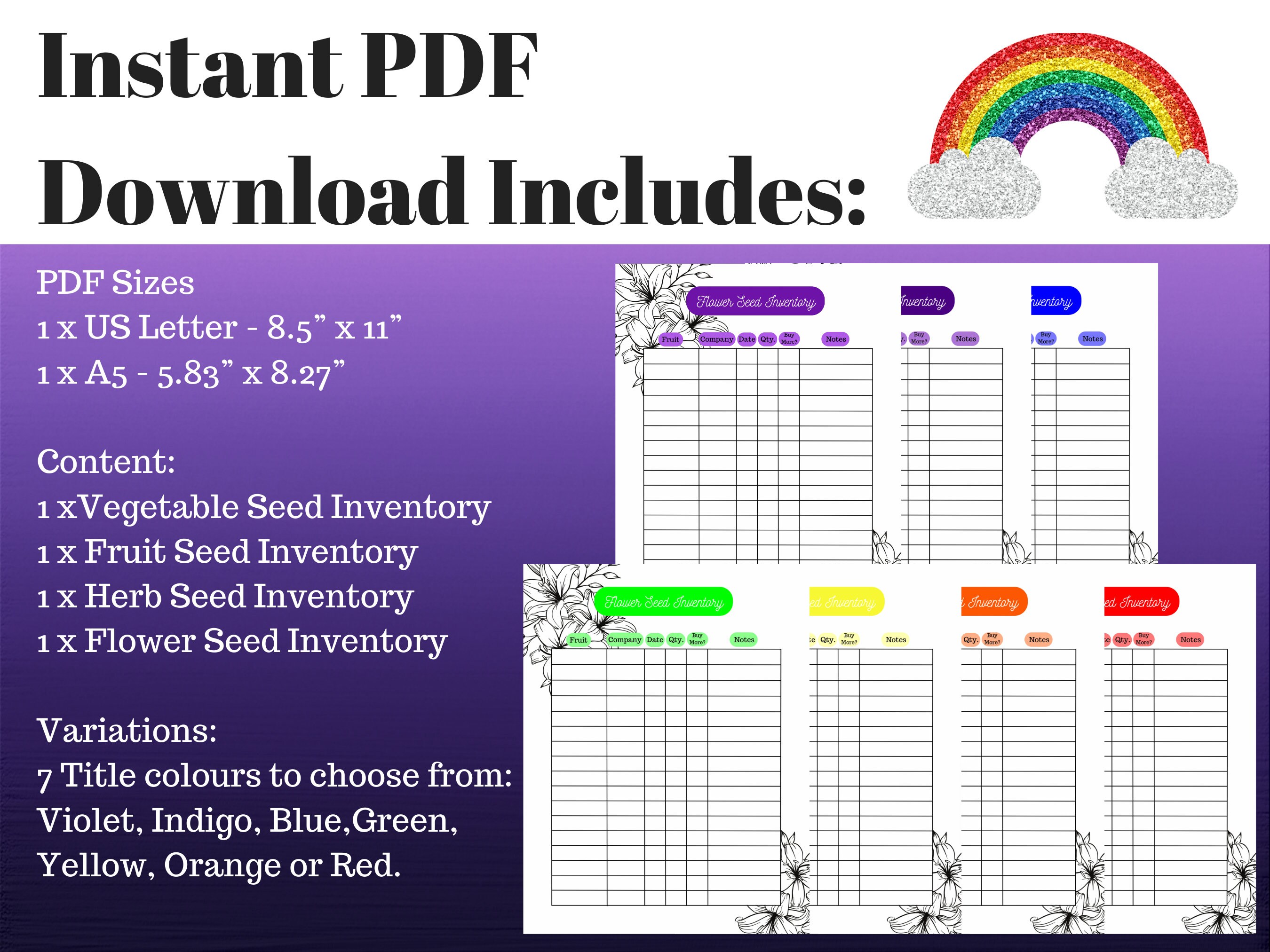 Printable Seed Inventory, Garden Seeds Organization, Seed Inventory ... Printable Seed Inventory, Garden Seeds Organization, Seed Inventory ...
