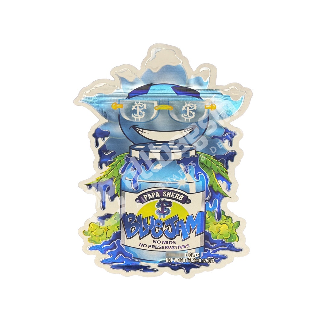 Mylar Bag Zip Lock Papa Sherb Die Cut 3.5 Grams Metallic Smell Proof