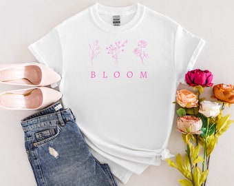 BLOOM Plant Shirt, Simple Cottagecore Plant Bloom Shirt, Shirt for Plant Lovers, Plant Mom Gift Tee, Plant Dad Gift Tee, Bloom Plant Shirt