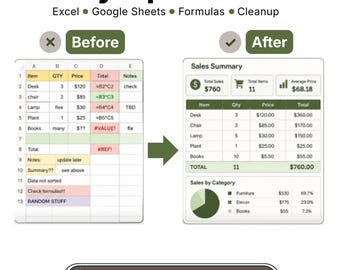 Excel Formula Fix and Spreadsheet Cleanup | Google Sheets Repair, Organization & Dashboard Upgrade