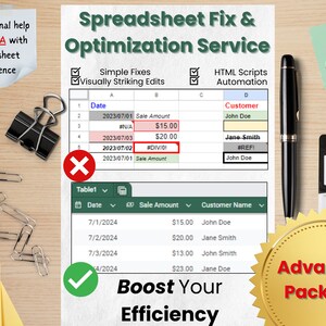 Custom Spreadsheet Optimization Service | Free Consultation | Fix Errors, Clean Data, Create Templates, Automate Tasks | ADVANCED