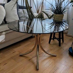 Glass table sofa table gold midcentury smoked glass old retro vintage side table Italian