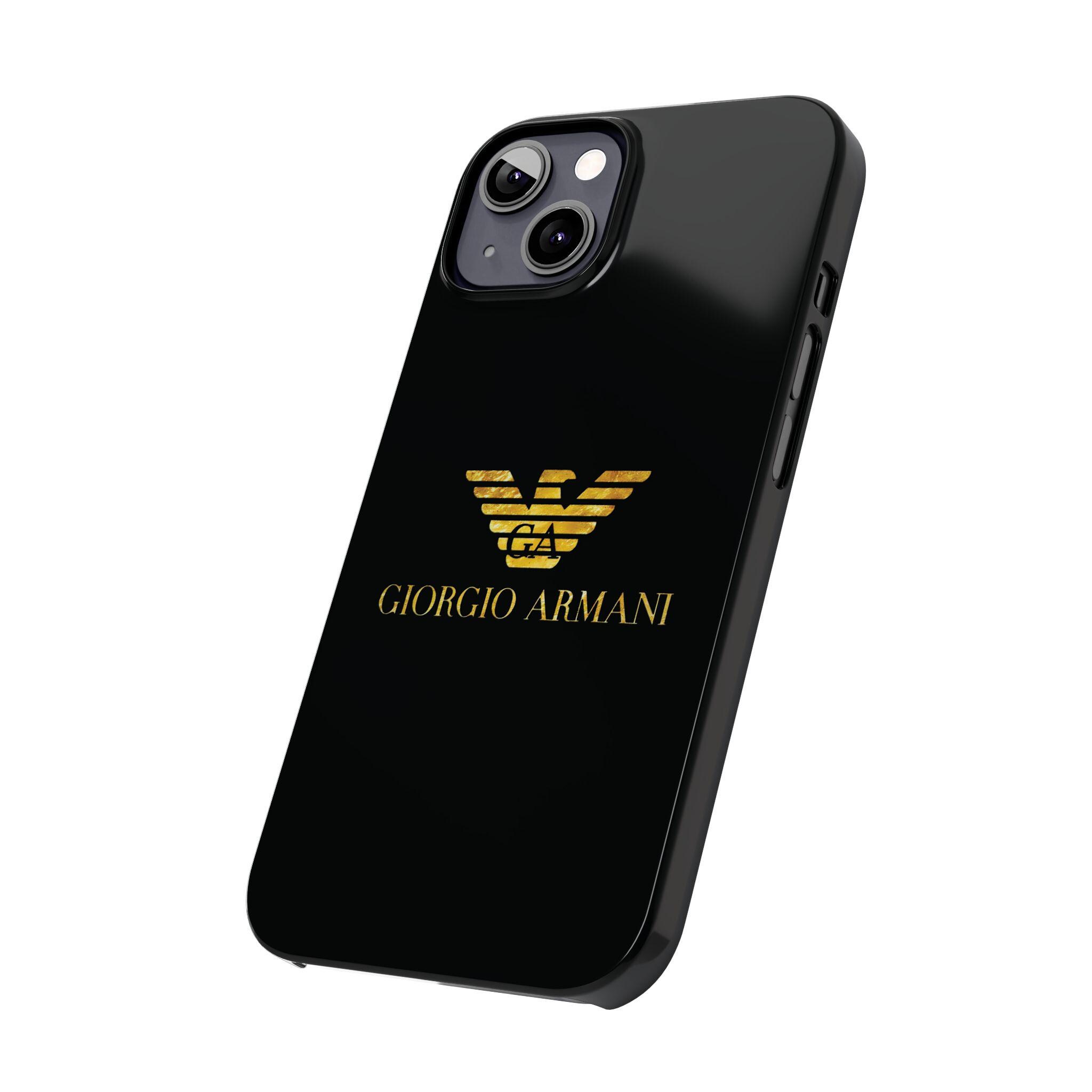 iPhone・スマホケース Giorgio Armani Black Leather Phone Cover Slim Phone Cases Giorgio Armani - Etsy