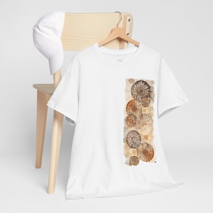Ammonite-style design Unisex Tee - T-rex skull T-Shirt, Paleontology Gift, Fossil Lover Top, Science Shirt, Dinosaur Fossil Apparel, Geology