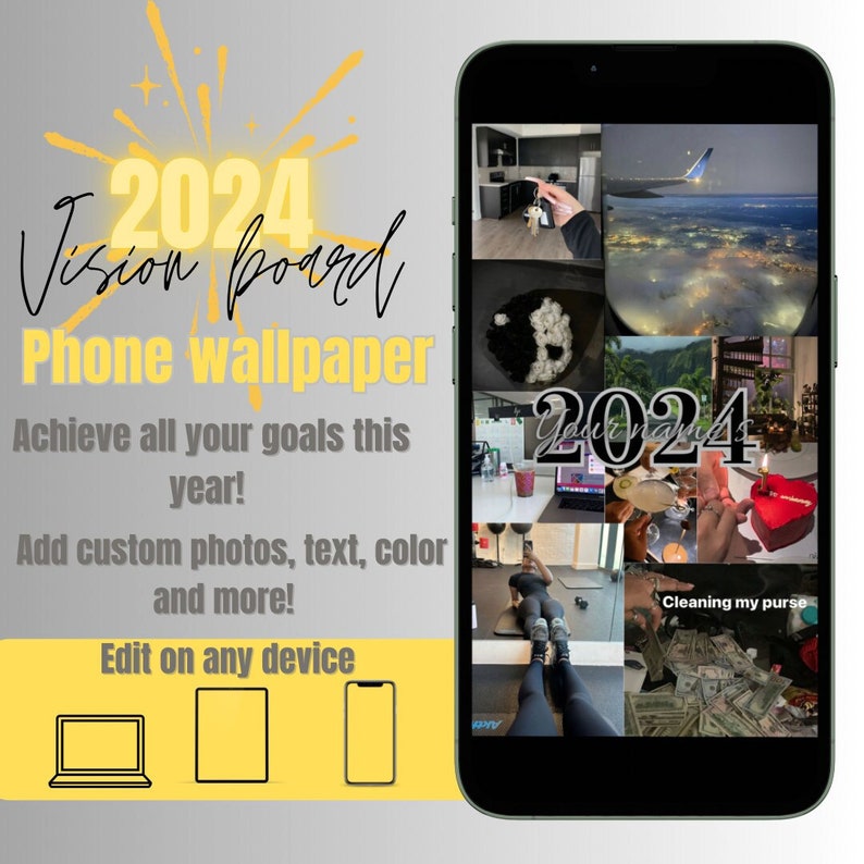 2024 Vision Board Wallpaper Etsy