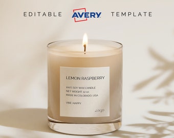 Candle Label Template Avery| Minimalist Candle Label | Editable Avery Label Template | Luxury Candle Label Design | Label Template Modern