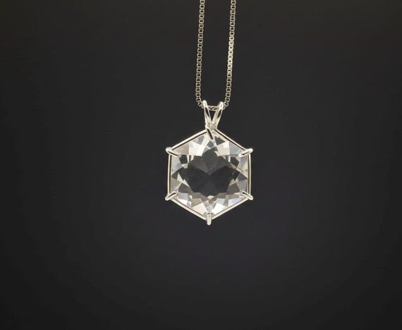 Sterling Silver Clear Quartz Flower of Life Pendant: Sacred Geometry