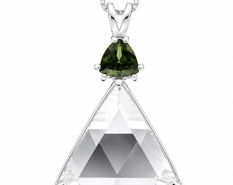 One of the highest Vibrational stones: Clear Quartz with MOLDAVITE Crystal Necklace in Star of David cut.  Stimulates 6th & 7th Chakras
