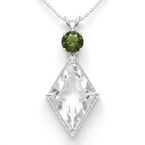 Ascension Star Cut Clear Quartz  & Moldavite Necklace: Sterling Silver