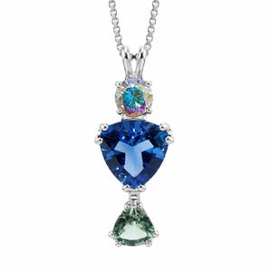 Mystic Topaz & Tibetan Blue Obsidian Pendant – Sterling Silver Healing Necklace with Colombian Obsidian