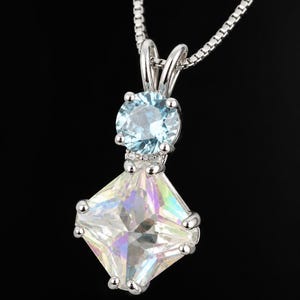 Angel Aura Mini Magician Stone with Round Cut Blue Topaz – Sacred Geometry, 925 Silver