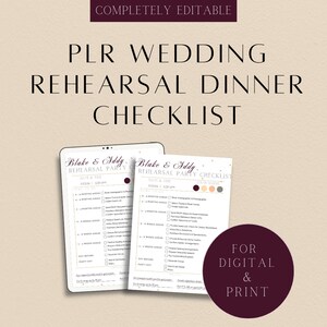 Puede incluir: Una lista de verificación imprimible para una cena de ensayo de boda con un esquema de color rosa, morado y dorado. La lista de verificación se titula "Blake & Addy Rehearsal Party Checklist" e incluye una lista de tareas para completar, como reservar un fotógrafo, enviar invitaciones y elegir la decoración.