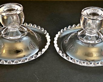 Imperial Glass "Candlewick" Pair of Candleholders