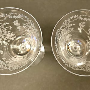 Fostoria &quot;Romance&quot; Etching Pair 7 1/2 inch Goblets