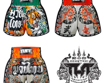 TUFF Muay Thai Boxing Shorts New Retro Style popular right now TattooFighter Karate Martial Arts